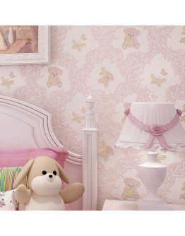 Самозалепващ ролков тапет за детска стая, 10м х 53см, розови мечета