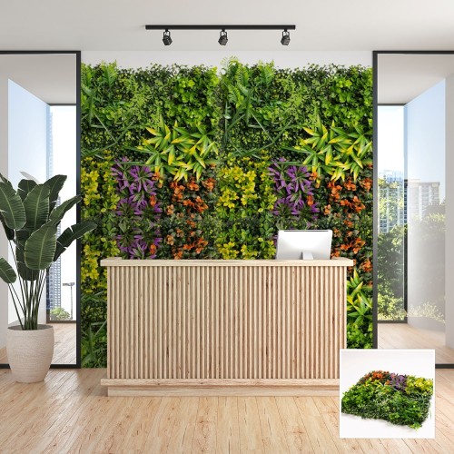 Зелено изкуствено пано с цветни акценти E002|50х50 см|стени и и тавани Зелено изкуствено пано с цветни акценти E002|50х50 см|стени и и тавани